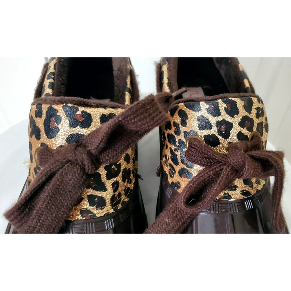 Sugar Women's Brown Animal Print Slip-On Duck Rain Shoes Boots Size 8 EUC - Picture 6 of 7